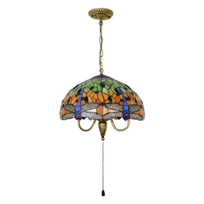 Dragonfly Victorian Antique Brass Pendant Light Kit - 1 Head Down Lighting Cut Glass For Dining Room
