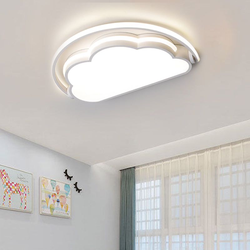 Cartoon Led Flush Mount Ceiling Light For Kids Bedrooms - Available In Pink White And Blue