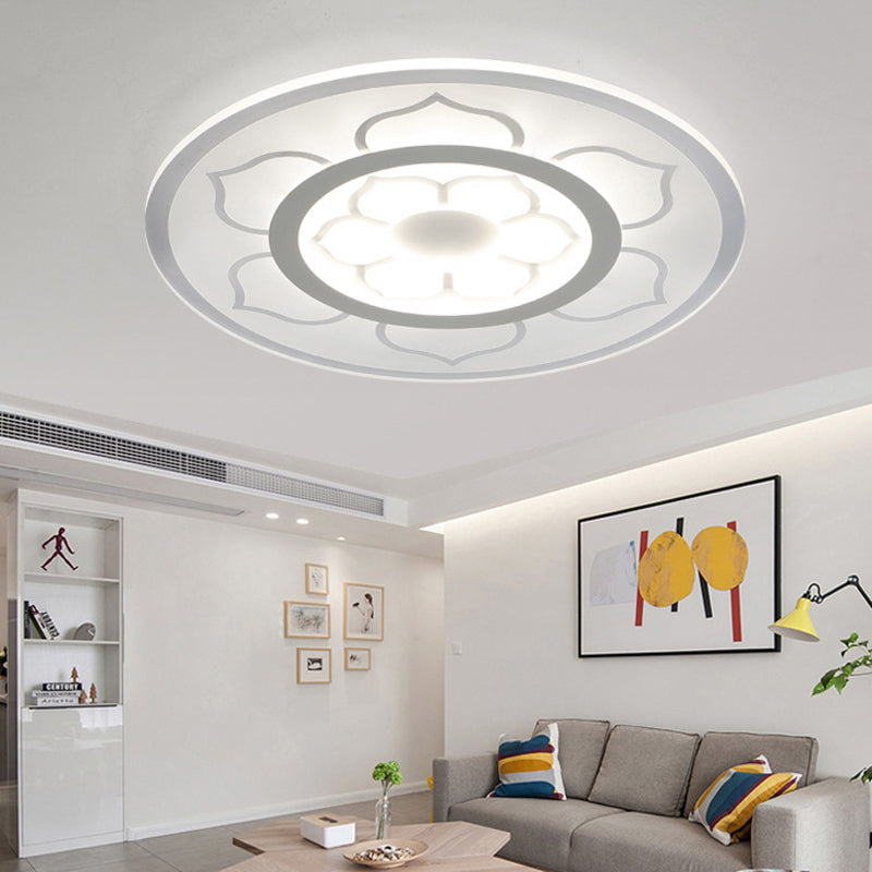 Modern Acrylic Lotus Flush Mount Lamp - Led Ceiling Light (8/16.5/20.5) In Warm Or White