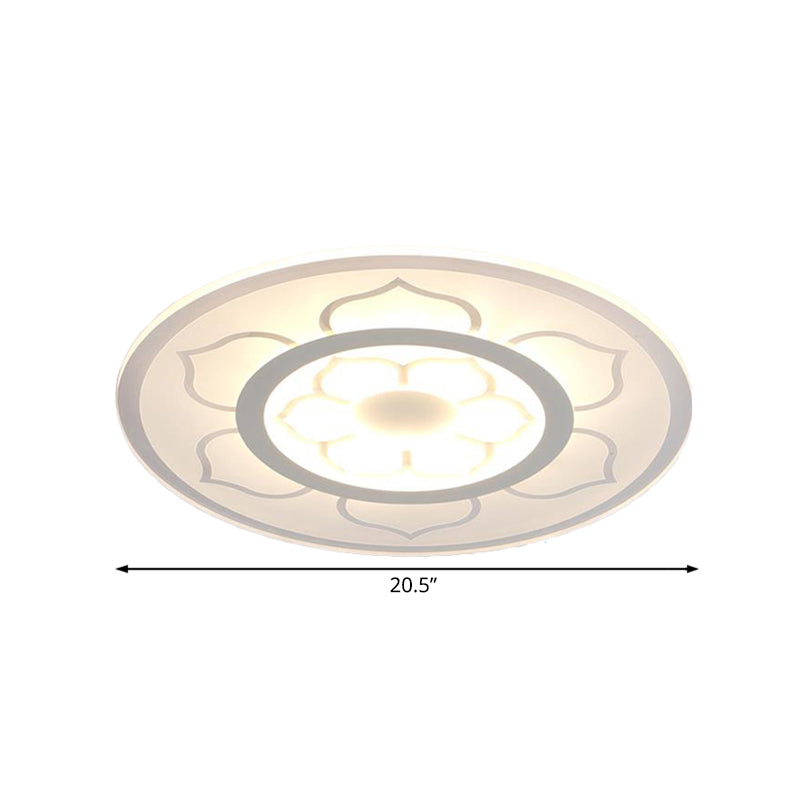 Modern Acrylic Lotus Flush Mount Lamp - Led Ceiling Light (8/16.5/20.5) In Warm Or White