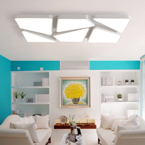 Modern Led Flush Mount Lighting: 25.5/37.5 W Acrylic Shade Black/White Square/Rectangular Ceiling