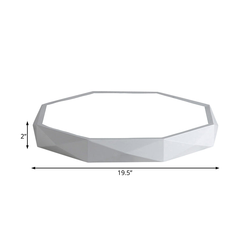 Modern Octagon Metal Led Flush Mount Lamp - 16/19.5/23.5 Wide White Perfect For Living Room