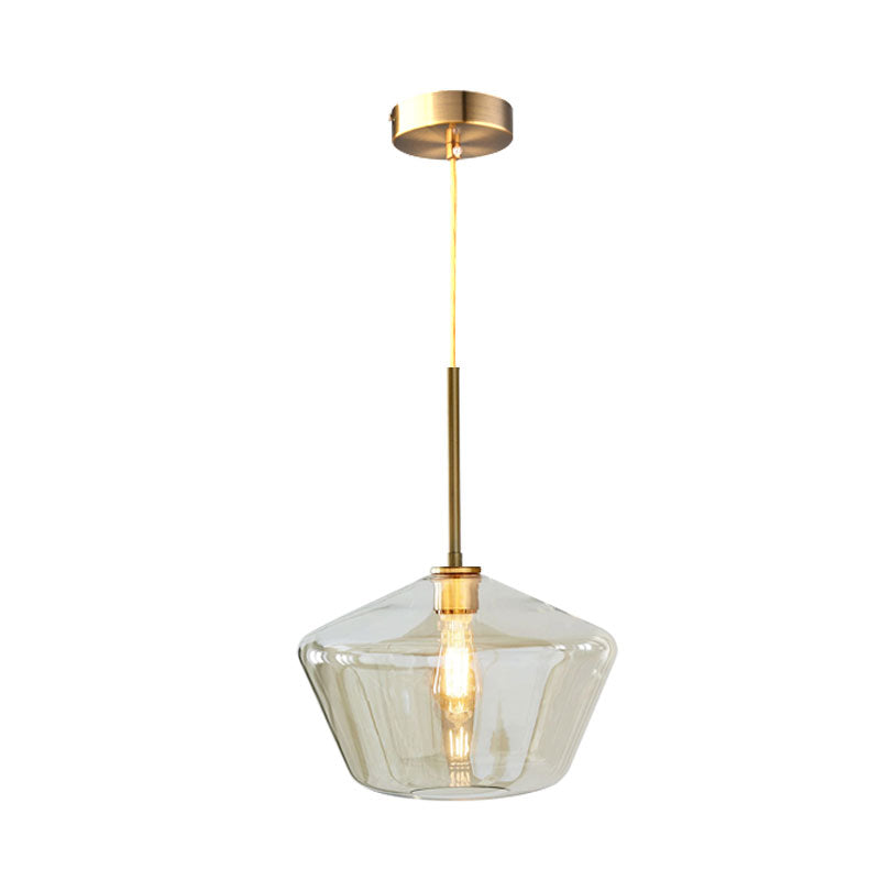 Modern Brass Pendant Light: 4.5/9/12 Wide Glass Shade Hanging Light With Single Lamp Socket - Ideal