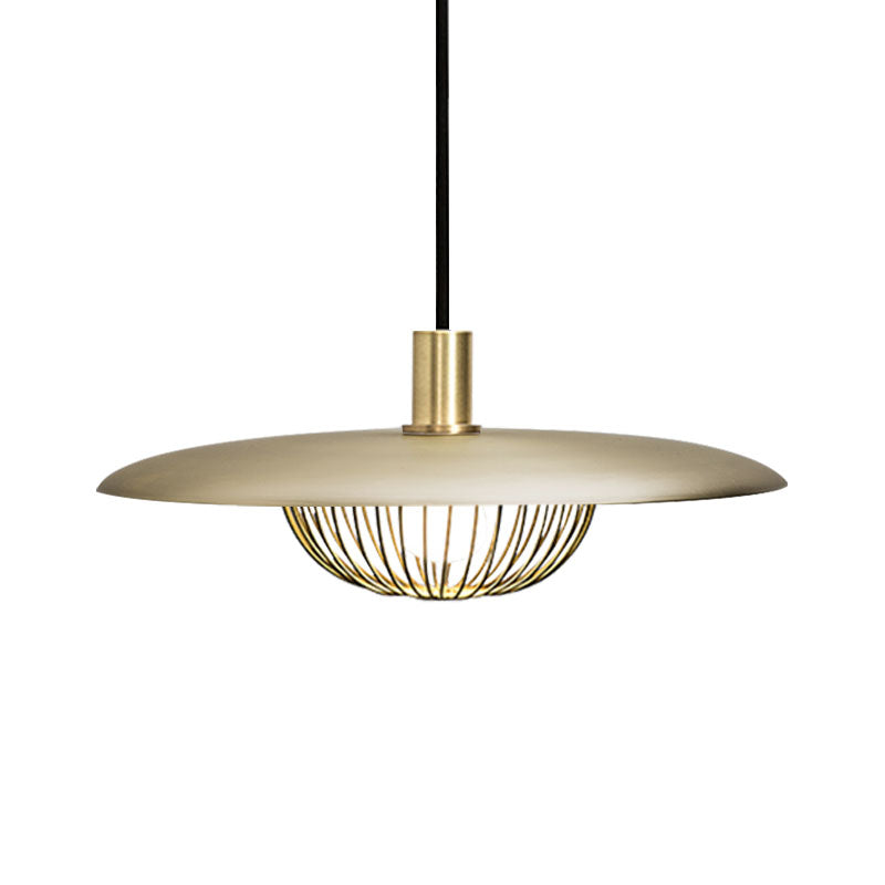Modern Iron Wire Domed Pendant Light With Wooden Shade - Shop 1 Suspension
