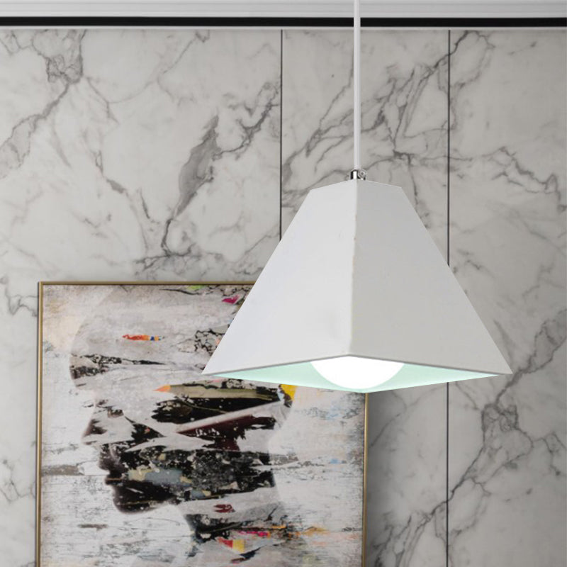 Modern Metal Pyramid Pendant Lamp With Adjustable Cord - 1 Light Black/White Ideal For Living Room