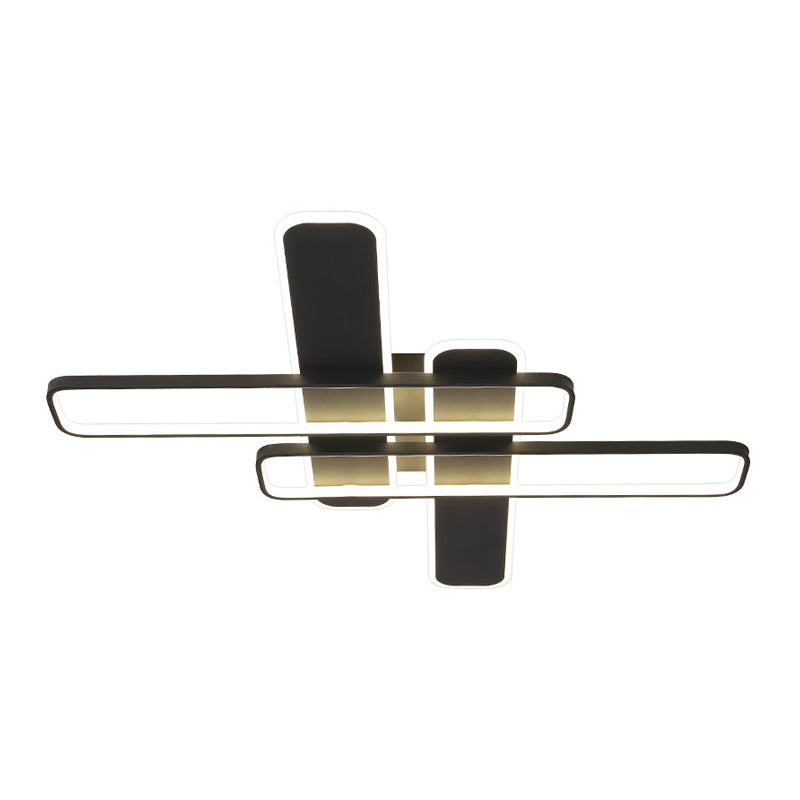 Minimalist Black Led Flush Mount Light With Acrylic Frame