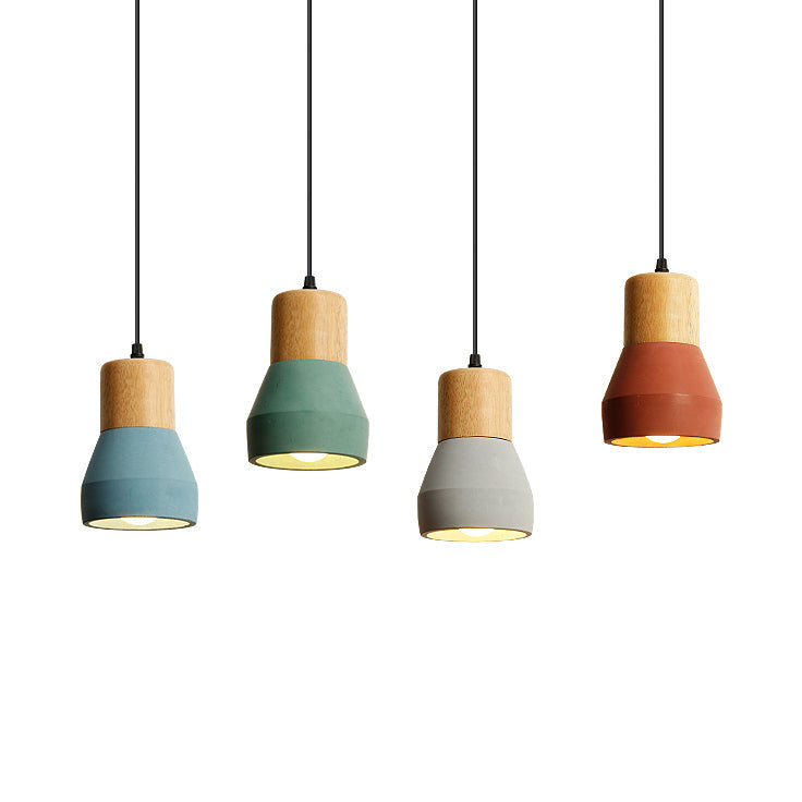 Nordic Style Cement Torch Pendant Lamp For Tea Station With Single Light