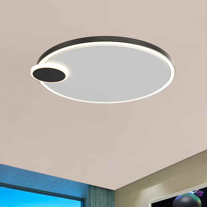 Round Metal Flush Lamp With Led In Black/Gold Finish | Warm/White Light 16/19.5 Diameter Black / 16