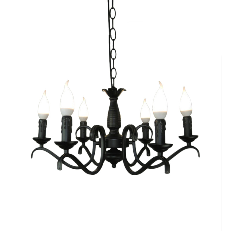 Vintage Style Black Metallic Hanging Lamp - Flameless Candle Chandelier Lighting 3/5 Heads Ideal For