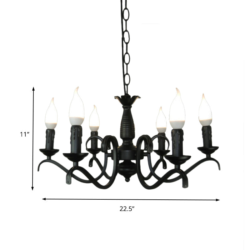 Vintage Style Black Metallic Hanging Lamp - Flameless Candle Chandelier Lighting 3/5 Heads Ideal For