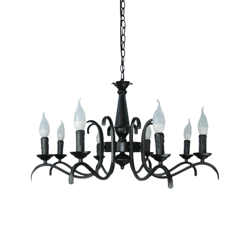 Vintage Style Black Metallic Hanging Lamp - Flameless Candle Chandelier Lighting 3/5 Heads Ideal For
