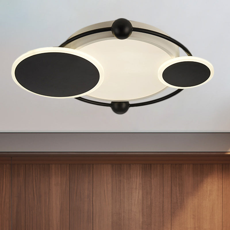 Modernist Black And Gold Led Flush Mount Ceiling Light In Warm/White 19.5/23.5 Diameter / 19.5 Warm
