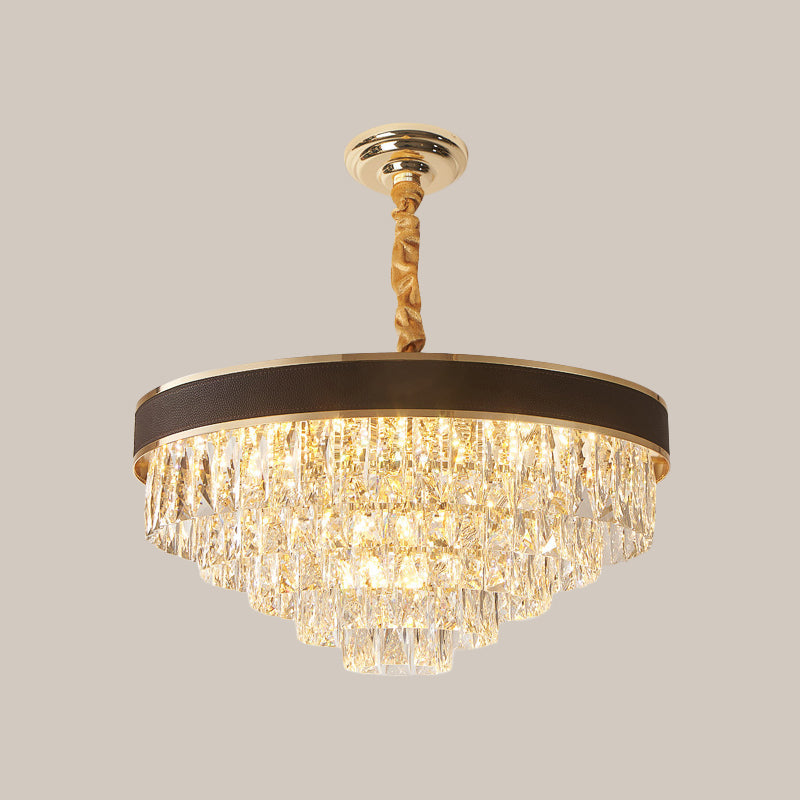 Tapered Clear Crystal Blocks Chandelier - Modern 8/10 Heads Suspension Lamp For Living Room 18/23.5