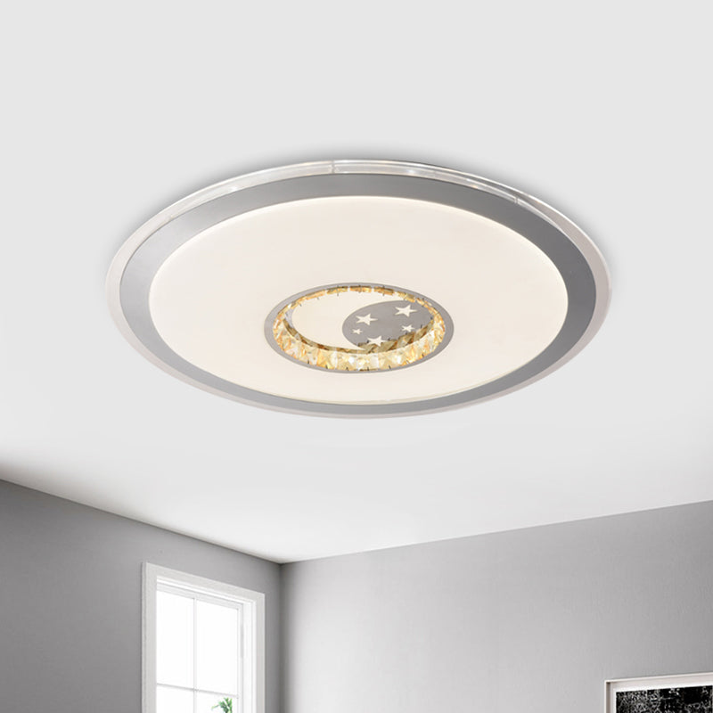 Contemporary White Crystal Led Ceiling Light For Sleeping Room With Stunning Heart/Moon/Star Designs