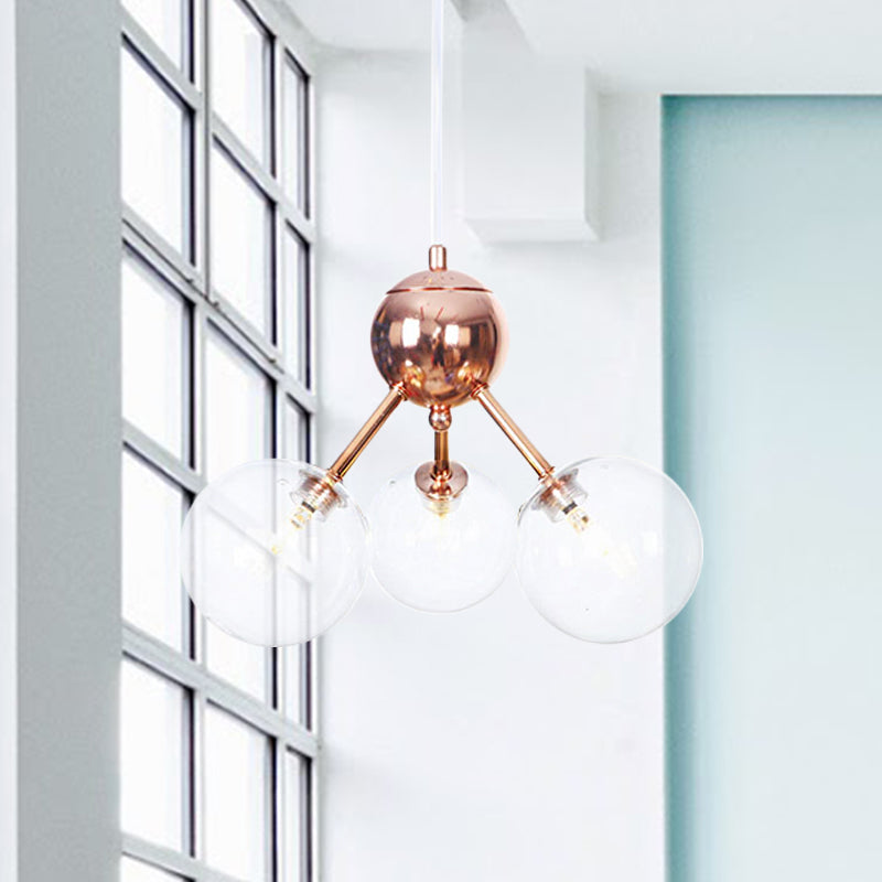 Vintage Copper Ceiling Chandelier With Glass Orb Shades - 3/9/12 Lights Branch Design Sizes