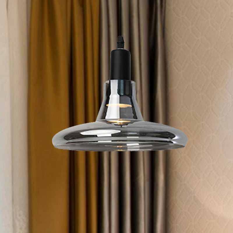 Modern Glass Pendant Lamp With Led Light In White Or Warm Tone - Bowl Cone Saucer Shape