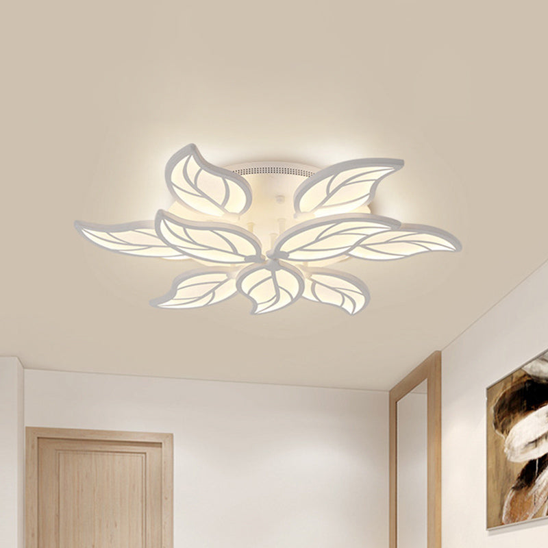 Contemporary 1/2-Tier Acrylic Flush Ceiling Lamp With Leaf Design And Warm/White Led Light (22/27