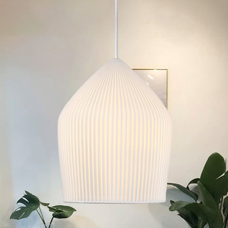 Sleek Prismatic Glass Pendant Light Kit With Single Suspension - White Cloche Hanging Lamp