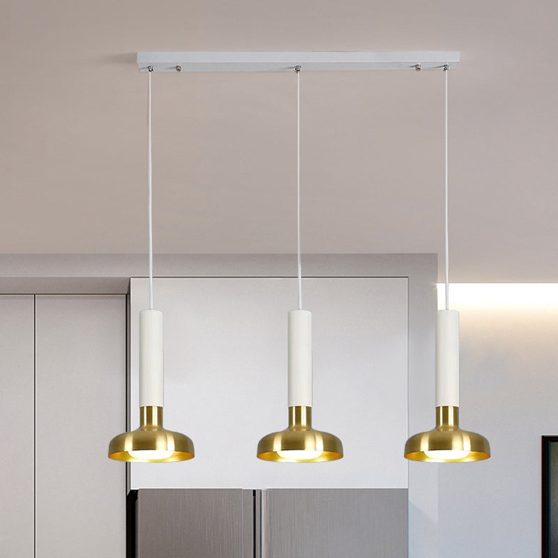 Mid Century 3-Light Torch Multi-Pendant Metal Kitchen Bar Suspension Light - White/Black-Gold