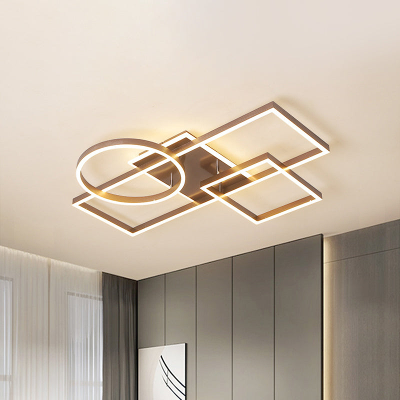 Geometric Led Ceiling Lamp In Golden/Coffee - Warm/White Light 20.5/34 L Coffee / 34 White