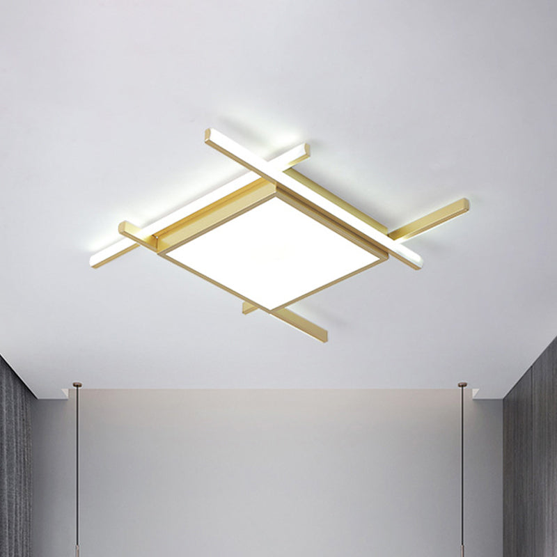 Modern Gold Finish Led Aluminum Square Flush-Mount Light Fixture - 18/23 Wide Warm/White / 18 Warm