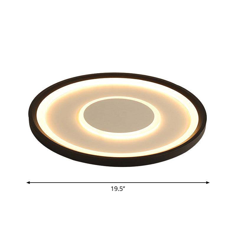 Nordic Acrylic Led Flush Ceiling Light In Black - 16/19.5 Width