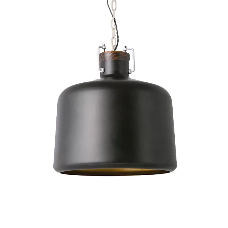 Industrial Iron Bucket Pendant Light Fixture - 1 Bulb Black/White Ceiling Lamp
