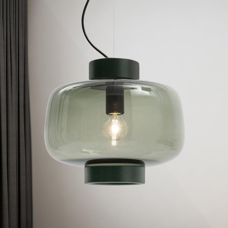 Vintage Black Bistro Pendant Light Kit With Smoke Glass Shade