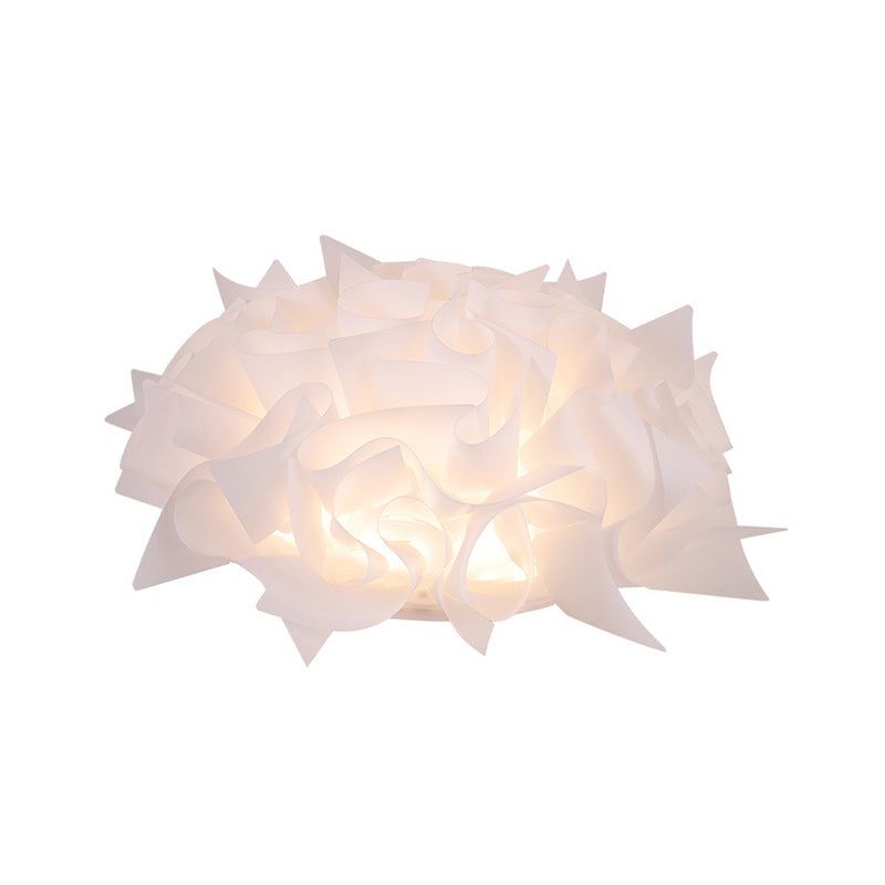 Nordic Flush Mount Led Light With Twist Acrylic Shade For Bedroom In White/Brown - 3 Gear Ceiling