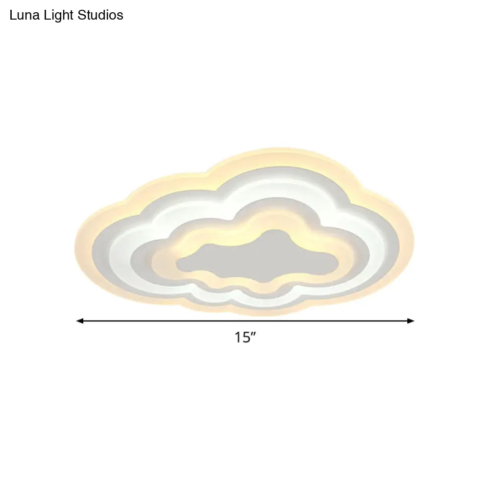 15’/18’/23.5’ W Acrylic Cloud Flush Mount Led Light Fixture In Warm/White - Minimalist Indoor