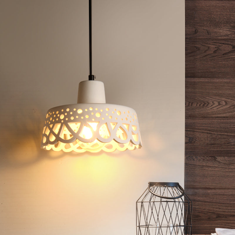 Nordic Style Concrete Pendant Lighting: Etched 1-Light Grey/White/Yellow Hanging Light With
