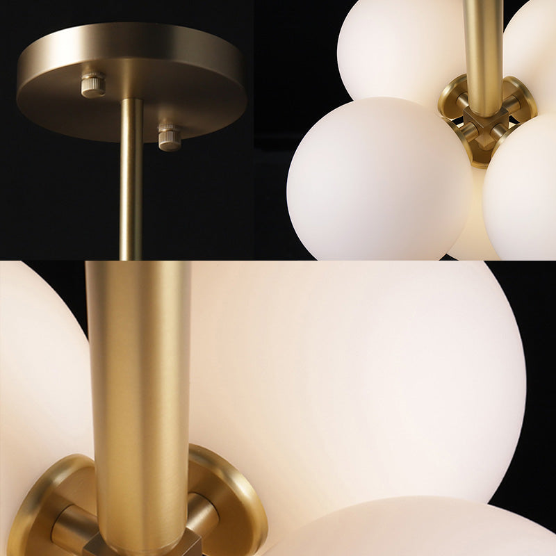 Contemporary Glass Chandelier Lamp - 5/13 Lights Spherical Design White Ball Pendant Light