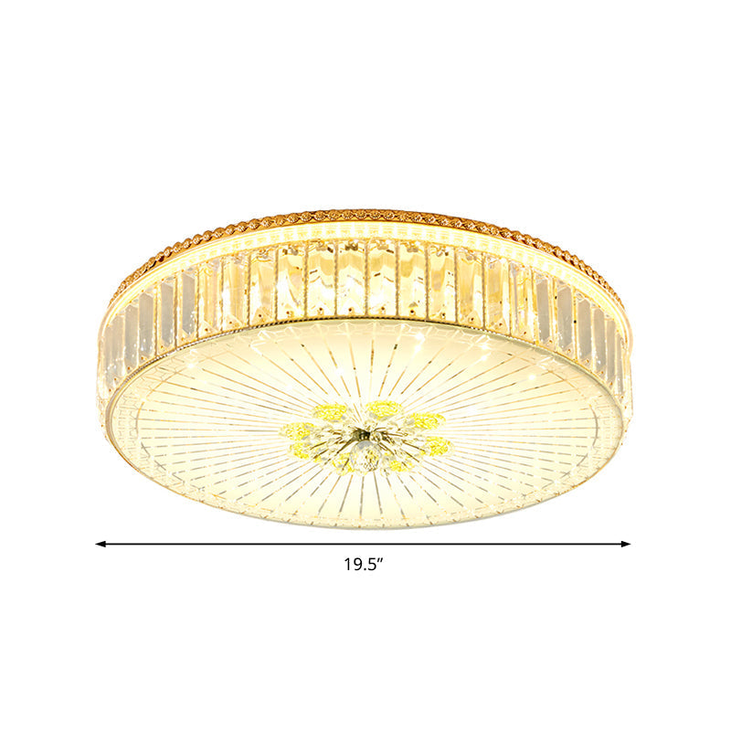 Modern Gold Flush Mount Ceiling Light Fixture - Clear Crystal Circular Design Multiple Sizes Glass