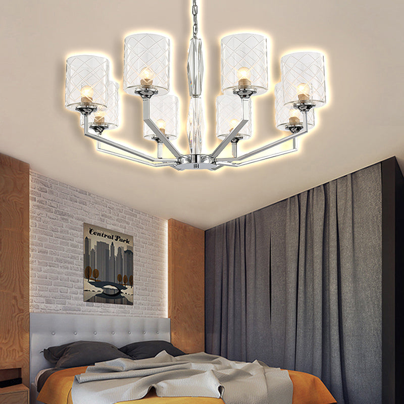 Sleek Glass Up Chandelier 6/8-Light Ceiling Lighting Fixture In Chrome 8 /