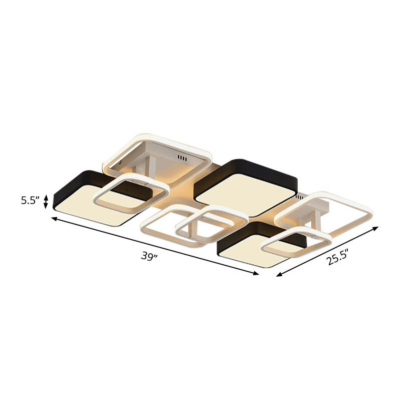Modernist Acrylic Square Ceiling Flush Mount Led Light 25.5/39 Wide Black