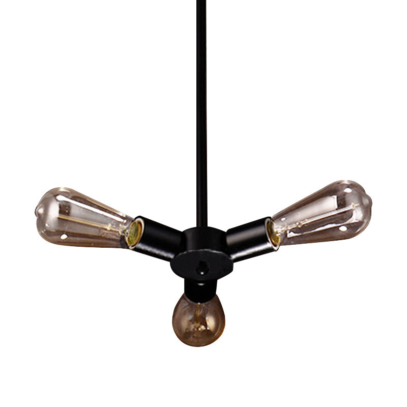 Vintage Black Finish Metal Chandelier With Hanging Rod - 3/4/5 Lights Perfect For Bars