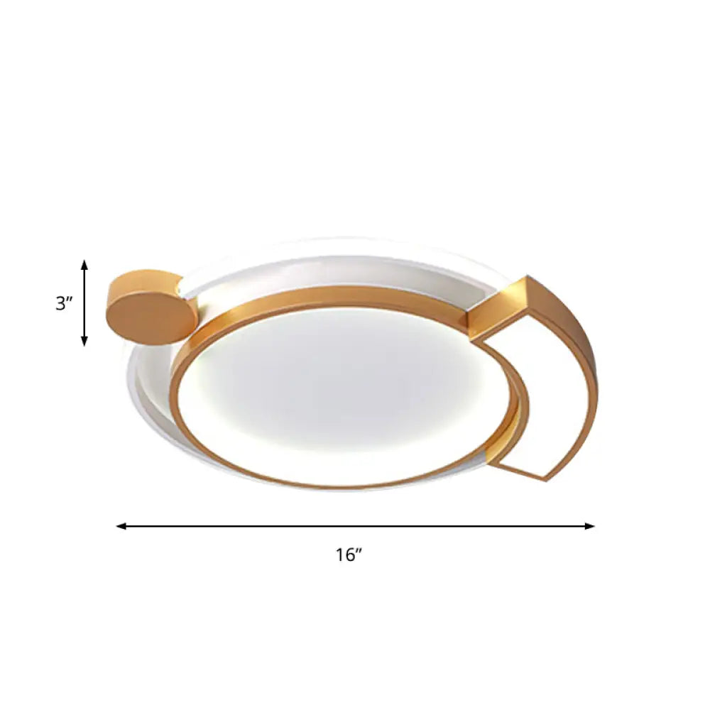 16/19.5 Modern Orbit Acrylic Led Flush Ceiling Light Black/Gold Finish White
