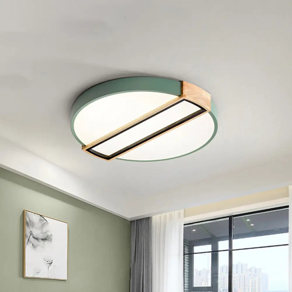 16’/19.5’ Nordic Led Flushmount Ceiling Light - White/Grey/Green Round Acrylic Shade Green / 16’