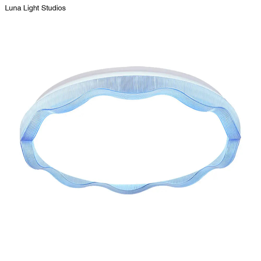 16’/19.5’ Simple Style Scalloped Ceiling Lamp With Acrylic Diffuser - White/Blue/Gold Flush