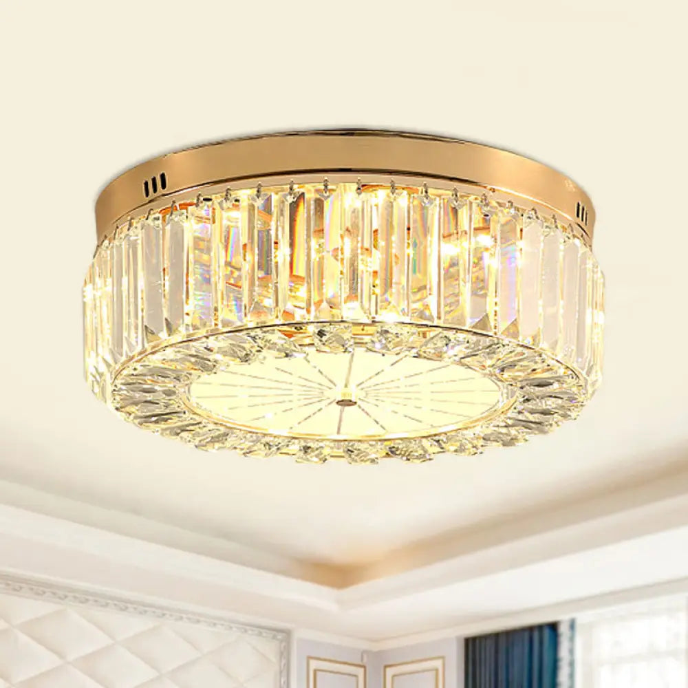 16’/19.5’ Wide Led Flushmount Modern Clear Prismatic Crystal Ceiling Light In Gold / 19.5’