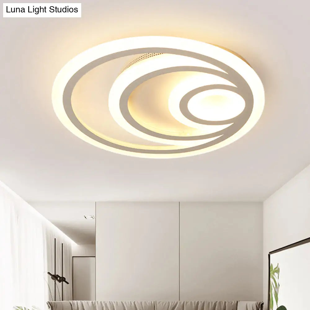 16’/19.5’ Wide Ripple Acrylic Flush Mount Led Ceiling Light Minimalist White Warm/White/3 -