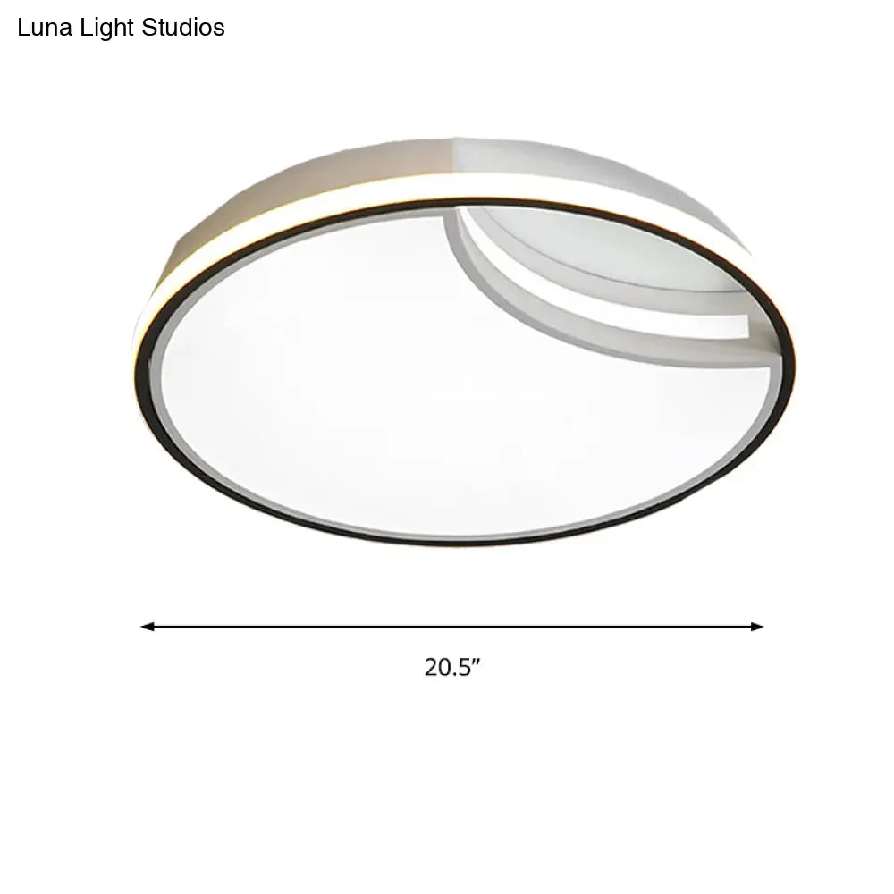 16.5’/20.5’ White Segment Flush Mount Lamp - Simplicity Led Acrylic Lighting In Warm Light