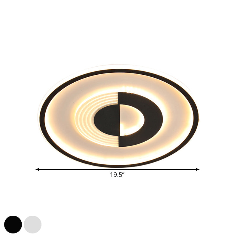 16/19.5 Round Acrylic Ceiling Lamp - Minimalist Led Flush Mount Lighting In Warm/White Black/White