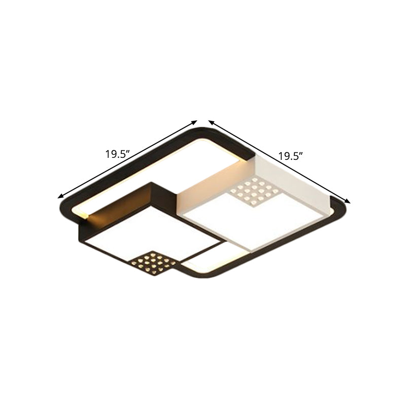 Black Led Flush Mount Fixture Nordic Style Warm/White Light 16’/19.5’ Wide