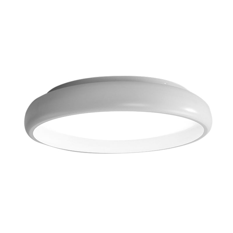 Nordic Metal Black/White Circular Flush Mount Ceiling Light - Warm/White Led Bedroom Fixture With