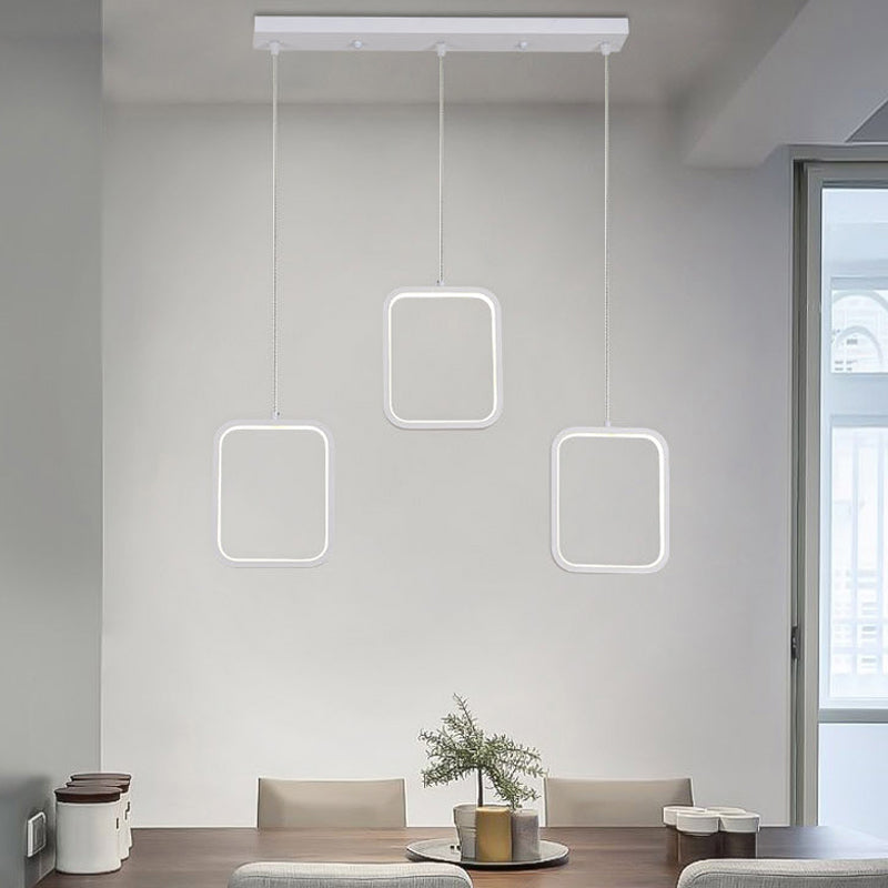 Modern Acrylic Cluster Pendant With 3 Lights Warm/White Lighting And Round/Linear Canopy -