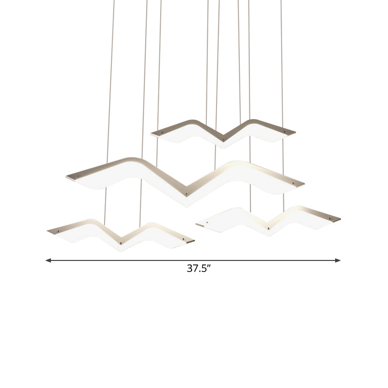Seagull Multi Light Pendant: Sleek Acrylic Shade Led Hanging Lamp In White (2/3/4/5 Seater)