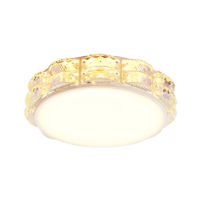 Minimalist Crystal Led Flush Lamp In Black/White: Square/Round Ceiling Mount Light Fixture
Note: