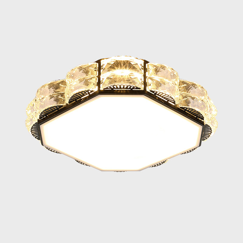 Minimalist Crystal Led Flush Lamp In Black/White: Square/Round Ceiling Mount Light Fixture
Note: