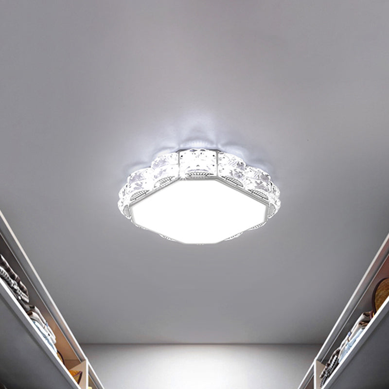 Minimalist Crystal Led Flush Lamp In Black/White: Square/Round Ceiling Mount Light Fixture
Note: